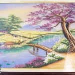 Tranh Bức họa đồng quê đá vụn thạch anh cho mệnh Thổ (5)