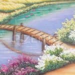 Tranh Bức họa đồng quê đá vụn thạch anh cho mệnh Thổ (8)