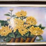 Tranh hoa Cúc Đá vụn thạch anh mệnh Thổ (5)